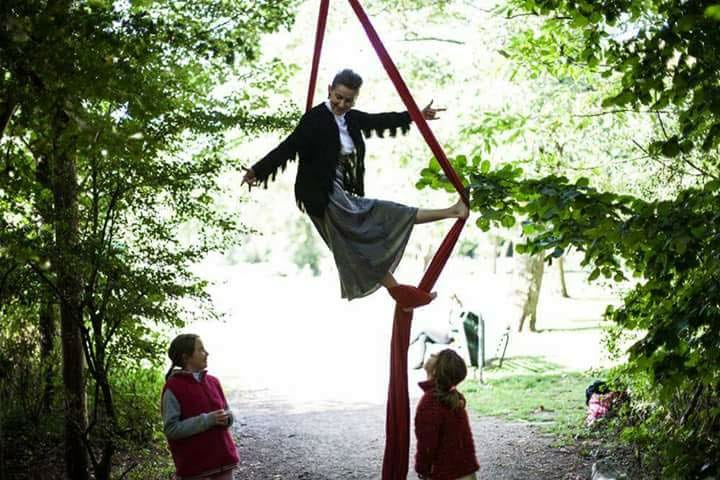 Monika with Youth Circus kids in Vondelpark